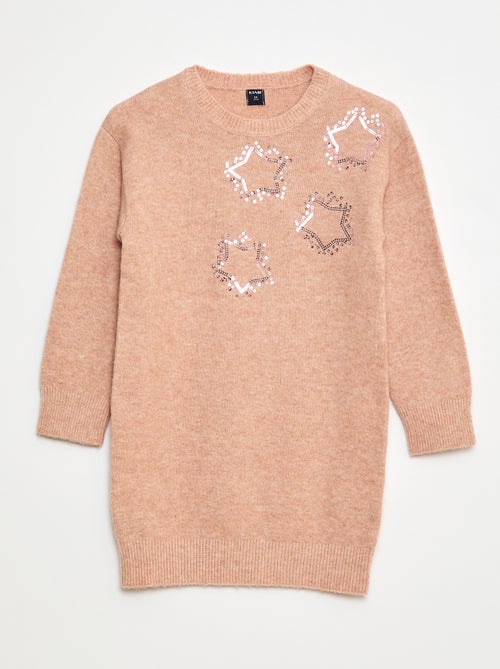 Gebreide jurk met glittersterretjes - Kiabi