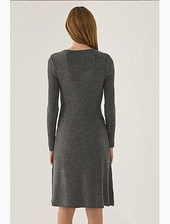 Gebreide jurk met ronde hals