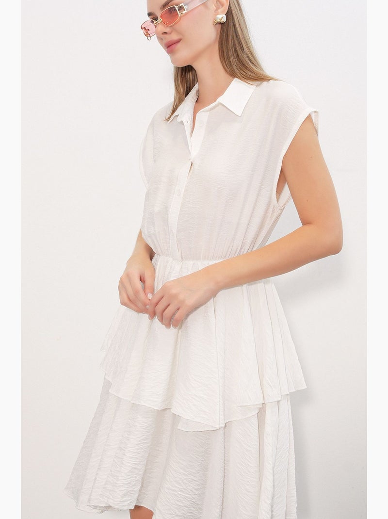 Gebreide jurk van viscose en nylon bdart Wit - Kiabi