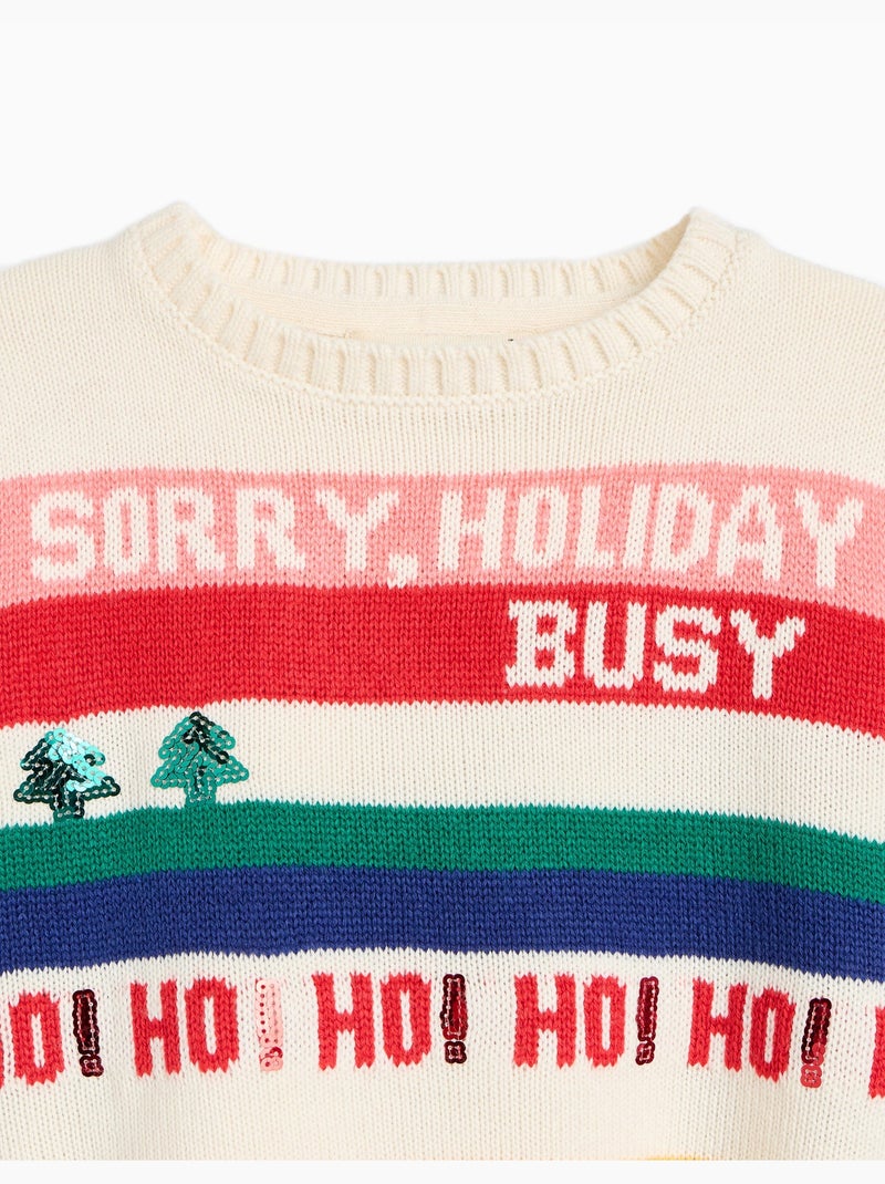 Gebreide kersttrui, mo fashion Ecru - Kiabi