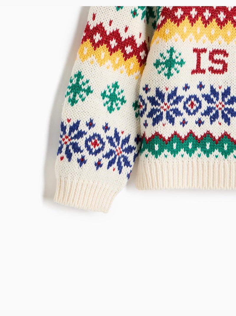 Gebreide kersttrui, mo fashion Ecru - Kiabi