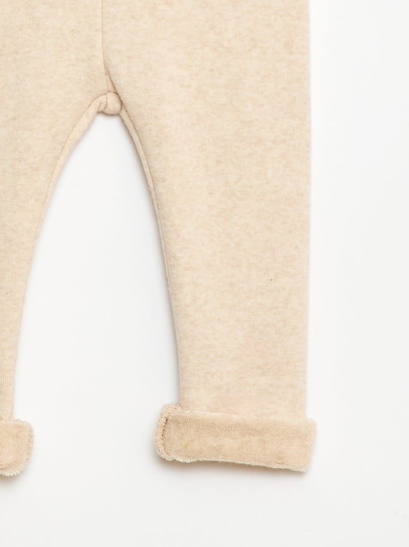 Gebreide legging met geruwde binnenzijde van effen katoen Biege - Kiabi