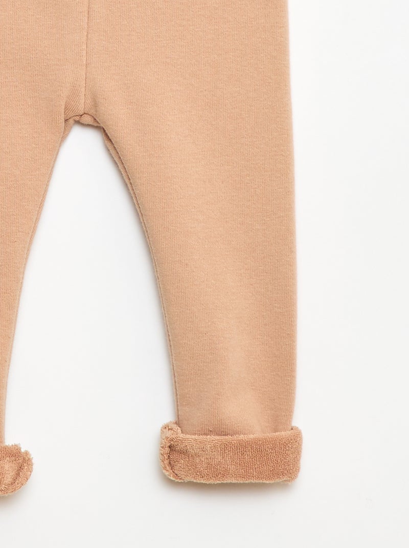 Gebreide legging met geruwde binnenzijde van effen katoen Biege - Kiabi