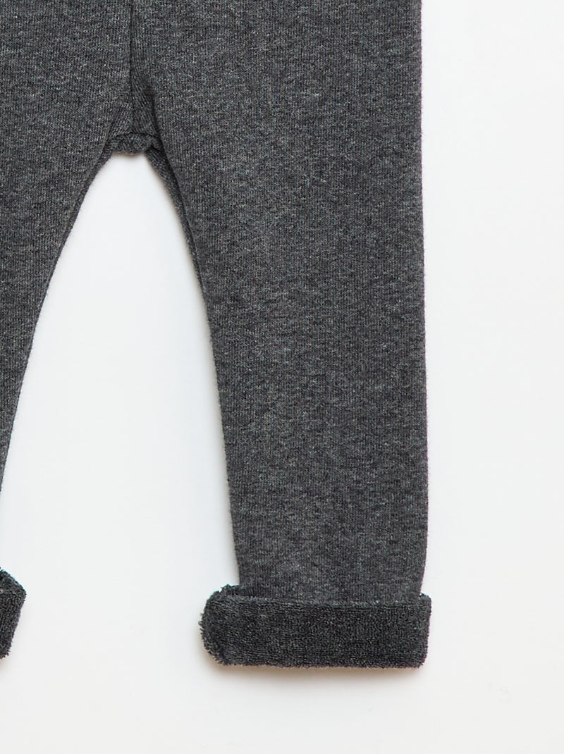 Gebreide legging met geruwde binnenzijde van effen katoen Grijs - Kiabi