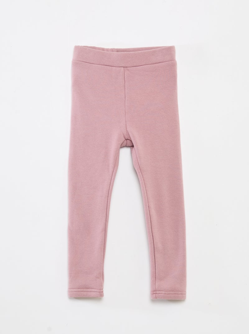 Gebreide legging met geruwde binnenzijde van effen katoen Rose - Kiabi