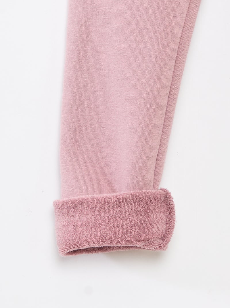 Gebreide legging met geruwde binnenzijde van effen katoen Rose - Kiabi