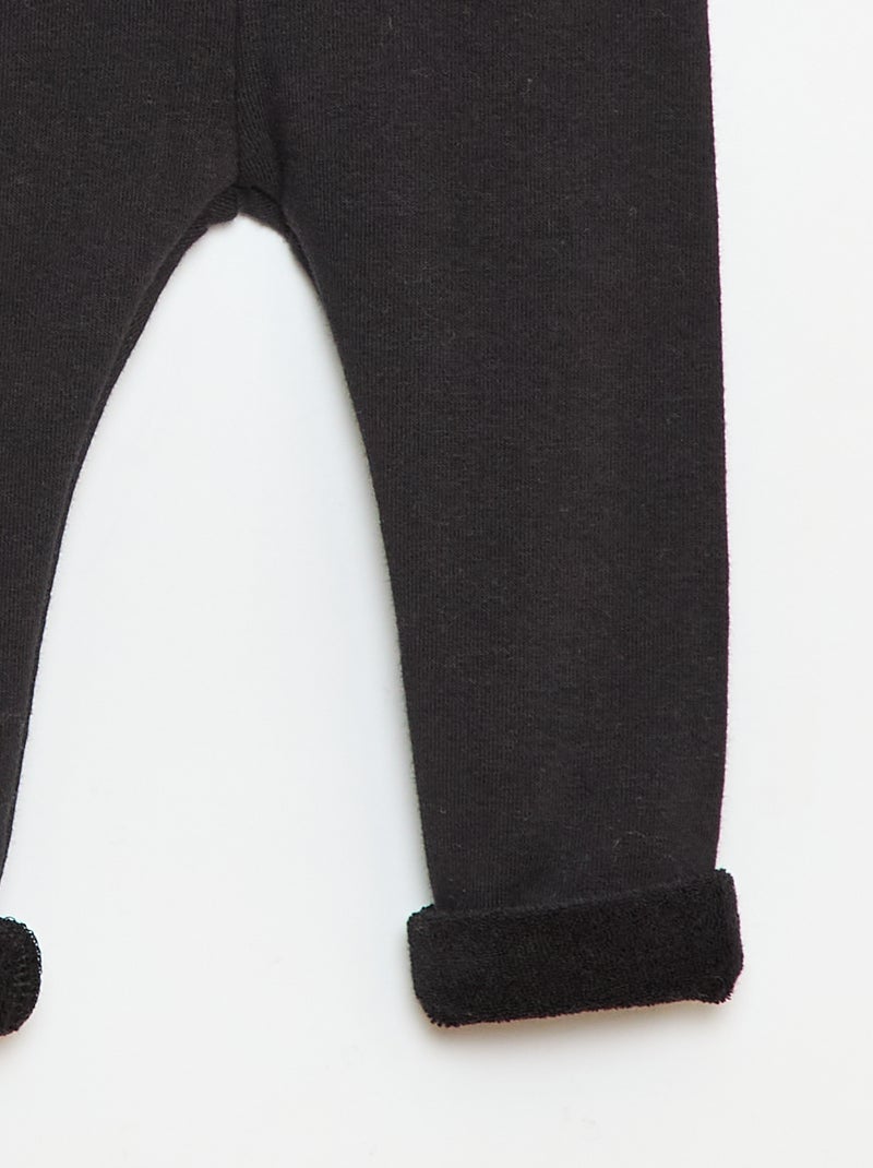 Gebreide legging met geruwde binnenzijde van effen katoen zwart - Kiabi