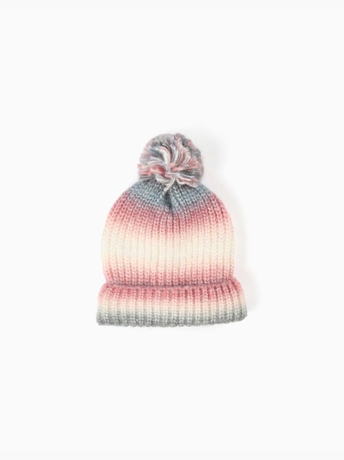 Gebreide muts met verloop effect en pompon - Kiabi
