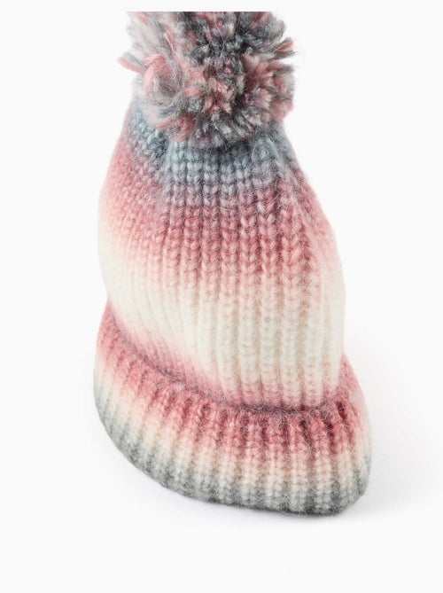 Gebreide muts met verloop effect en pompon - Kiabi