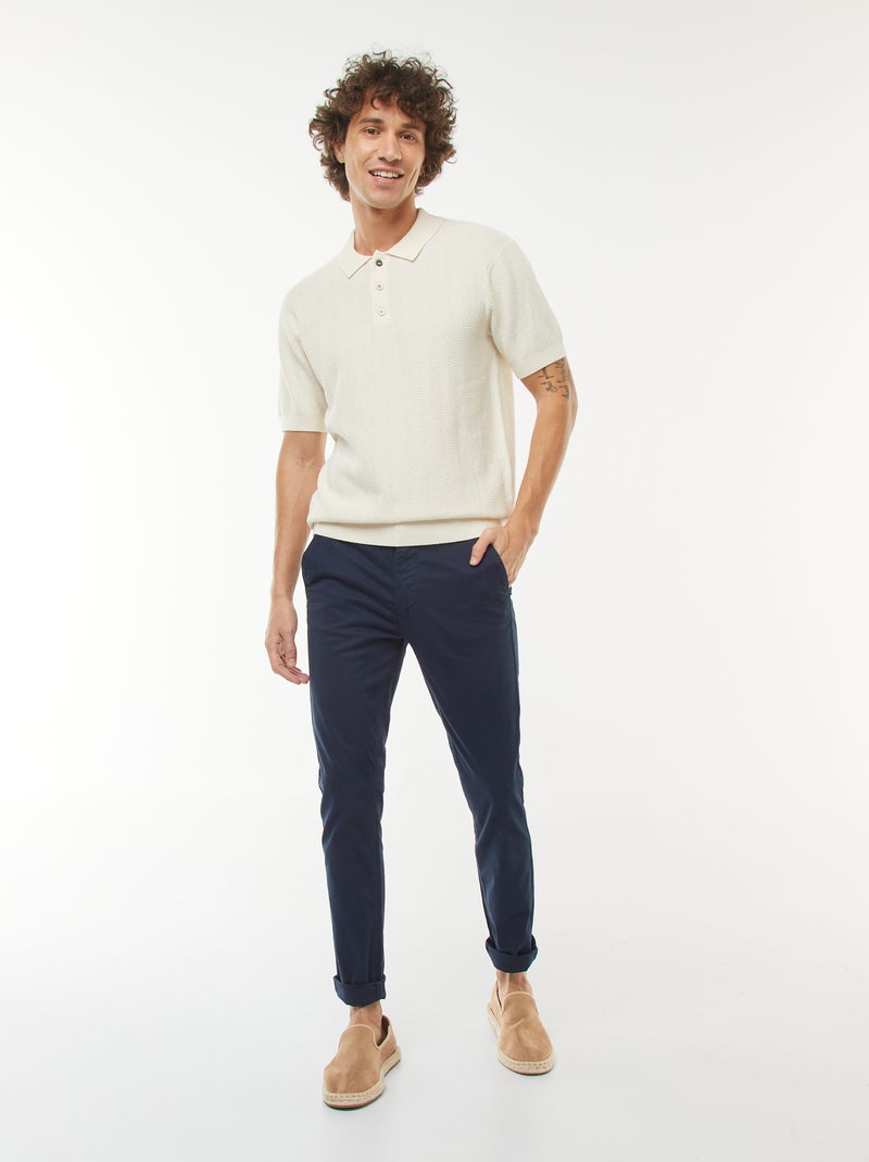 Gebreide polo met korte mouw Wit - Kiabi