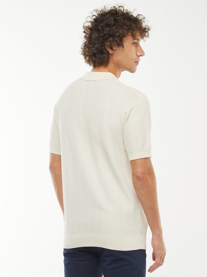 Gebreide polo met korte mouw Wit - Kiabi