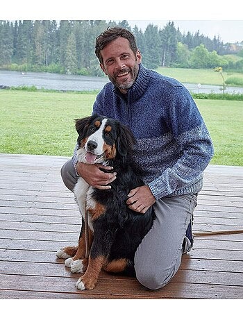 Gebreide schipperstrui van mouliné-garen - atlas for men