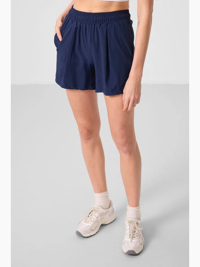 Gebreide short met hoge taille tommy Lagonblauw - Kiabi