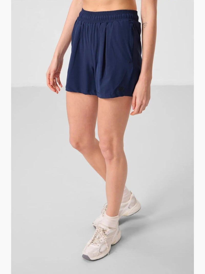 Gebreide short met hoge taille tommy Lagonblauw - Kiabi
