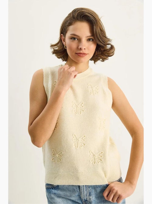 Gebreide sweater-vest met borduursel lucci - Kiabi Gebreide sweater-vest met borduursel lucci - Kiabi