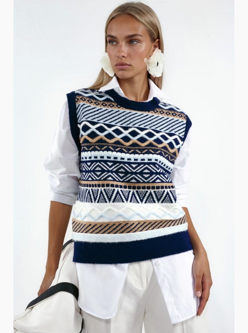 Gebreide sweater-vest met geometrisch patroon hiccup - Kiabi