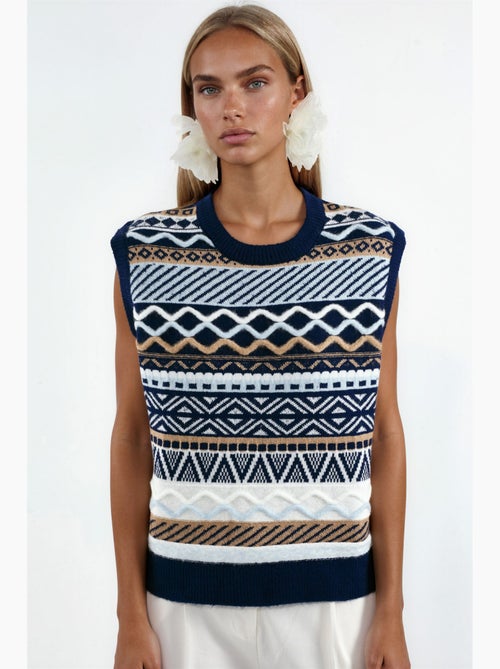 Gebreide sweater-vest met geometrisch patroon hiccup - Kiabi
