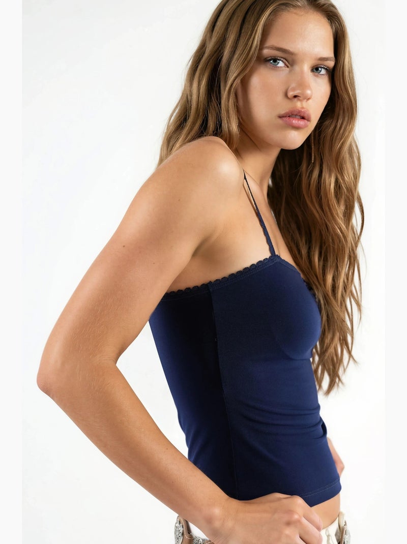 Gebreide tanktop met vierkante hals hiccup Donkerblauw - Kiabi