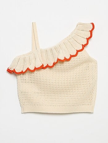 Gebreide top met asymmetrische kraag