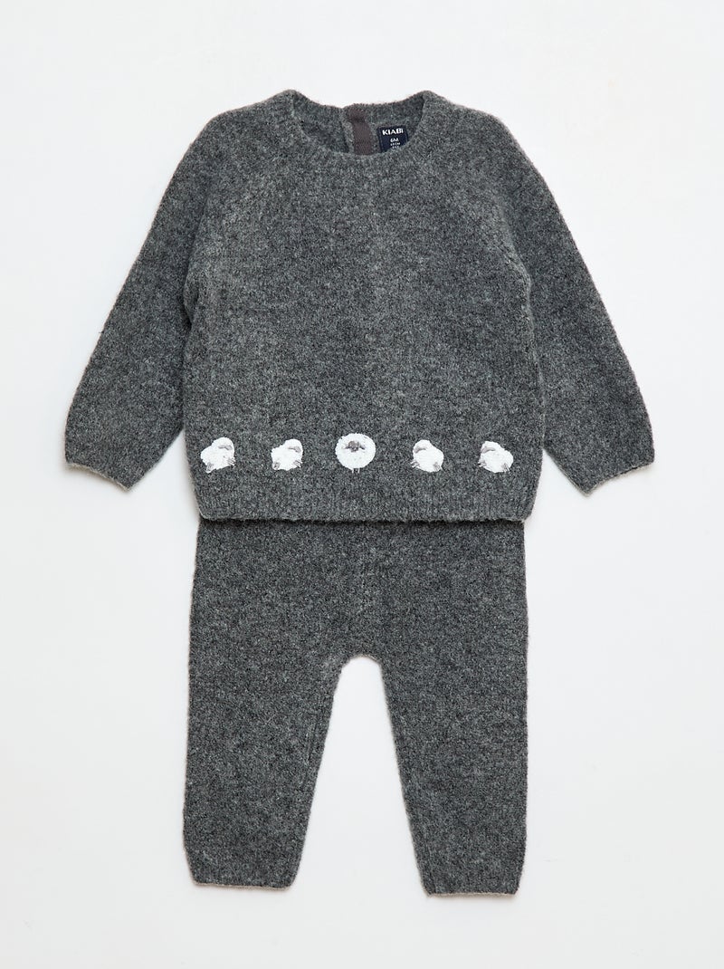 Gebreide trui + broek - 2-delig Grijs - Kiabi