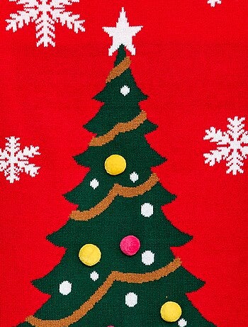 Gebreide trui-jurk in kerstthema