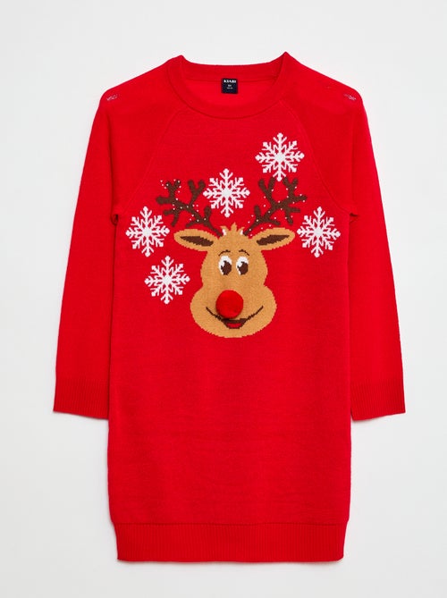 Gebreide trui-jurk in kerstthema - Kiabi