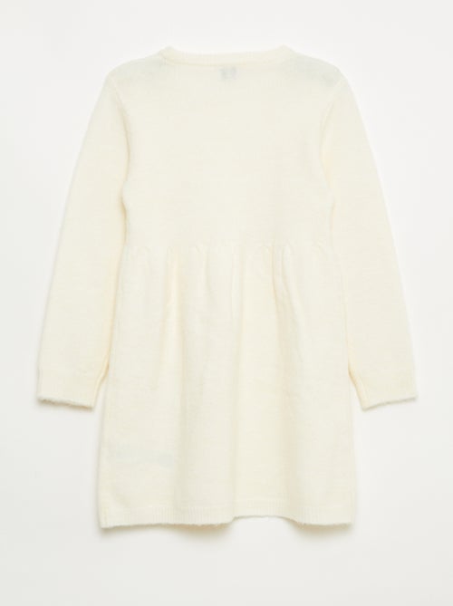 Gebreide trui jurk met ajour breisel en volants - Kiabi