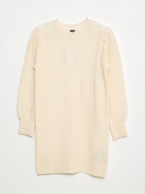 Gebreide trui-jurk met ajourmotief - Kiabi