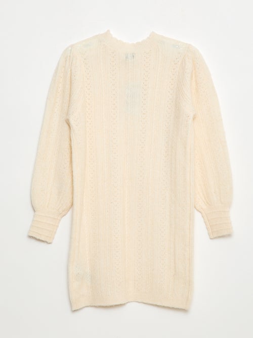 Gebreide trui-jurk met ajourmotief - Kiabi