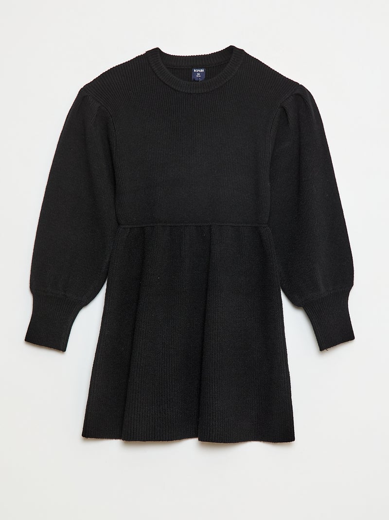 Gebreide trui-jurk van zacht tricot zwart - Kiabi