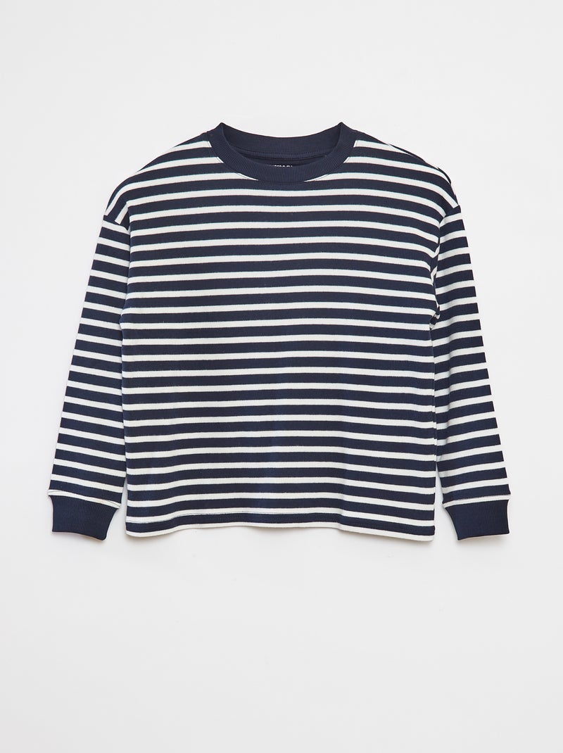 Gebreide trui met all-over strepenmotief Blauw - Kiabi