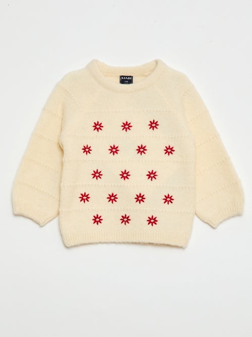Gebreide trui met borduursels - Kiabi