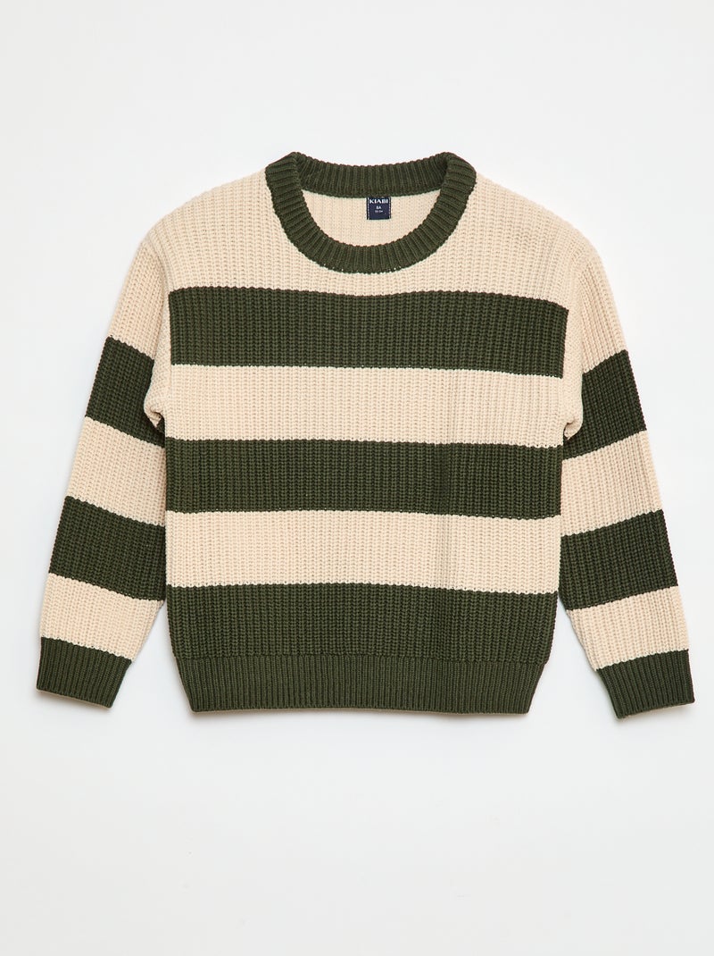 Gebreide trui met color block Groen - Kiabi