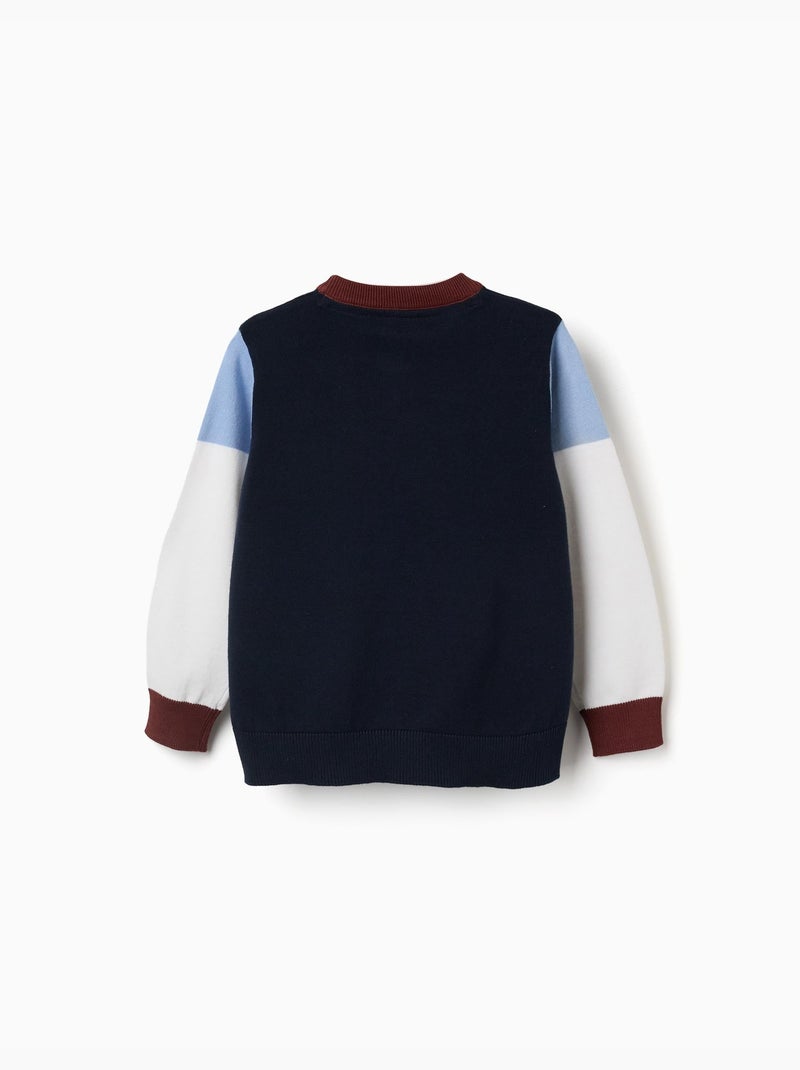 Gebreide trui met colour block Donkerblauw - Kiabi