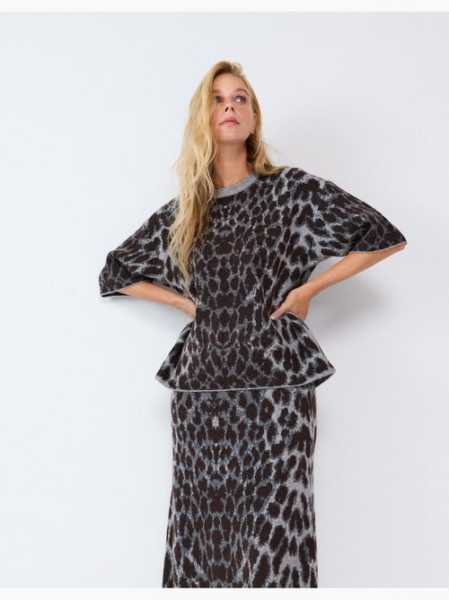 Gebreide trui met dierenprint, mo fashion - Kiabi