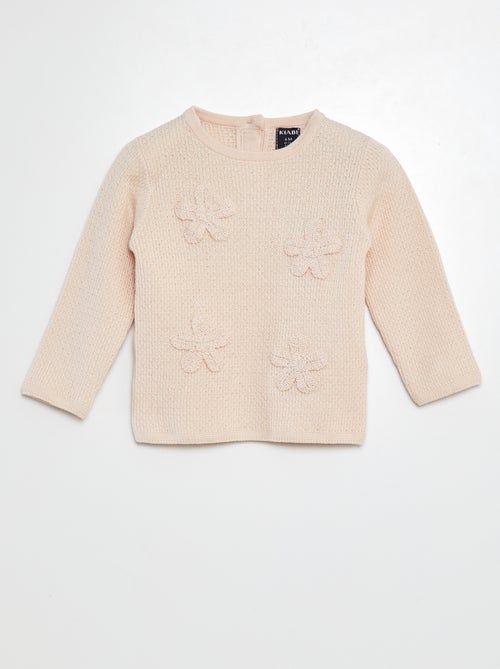 Gebreide trui met geborduurde bloemen - Kiabi