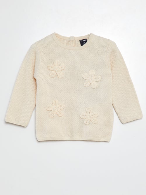 Gebreide trui met geborduurde bloemen - Kiabi