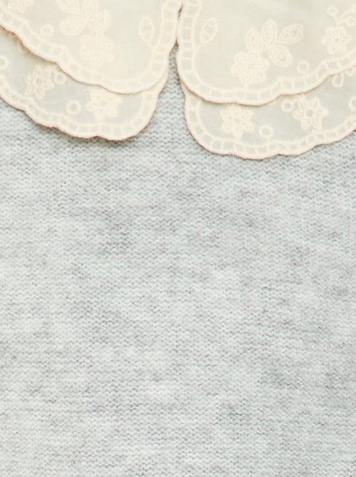 Gebreide trui met geborduurde Peter Pan-kraag - Kiabi