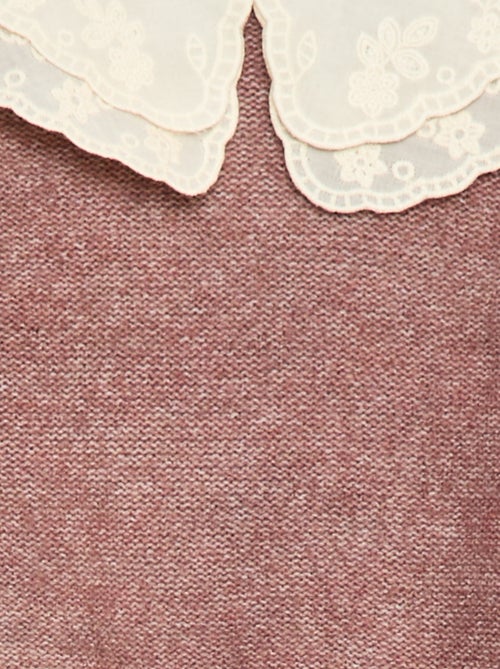 Gebreide trui met geborduurde Peter Pan-kraag - Kiabi