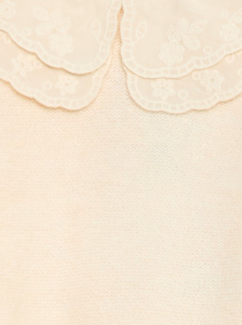 Gebreide trui met geborduurde Peter Pan-kraag - Kiabi