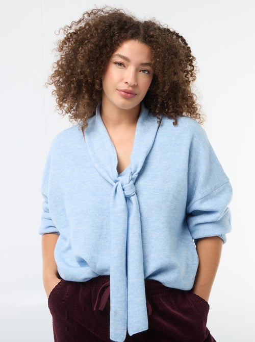 Gebreide trui met geïntegreerde sjaal - Kiabi