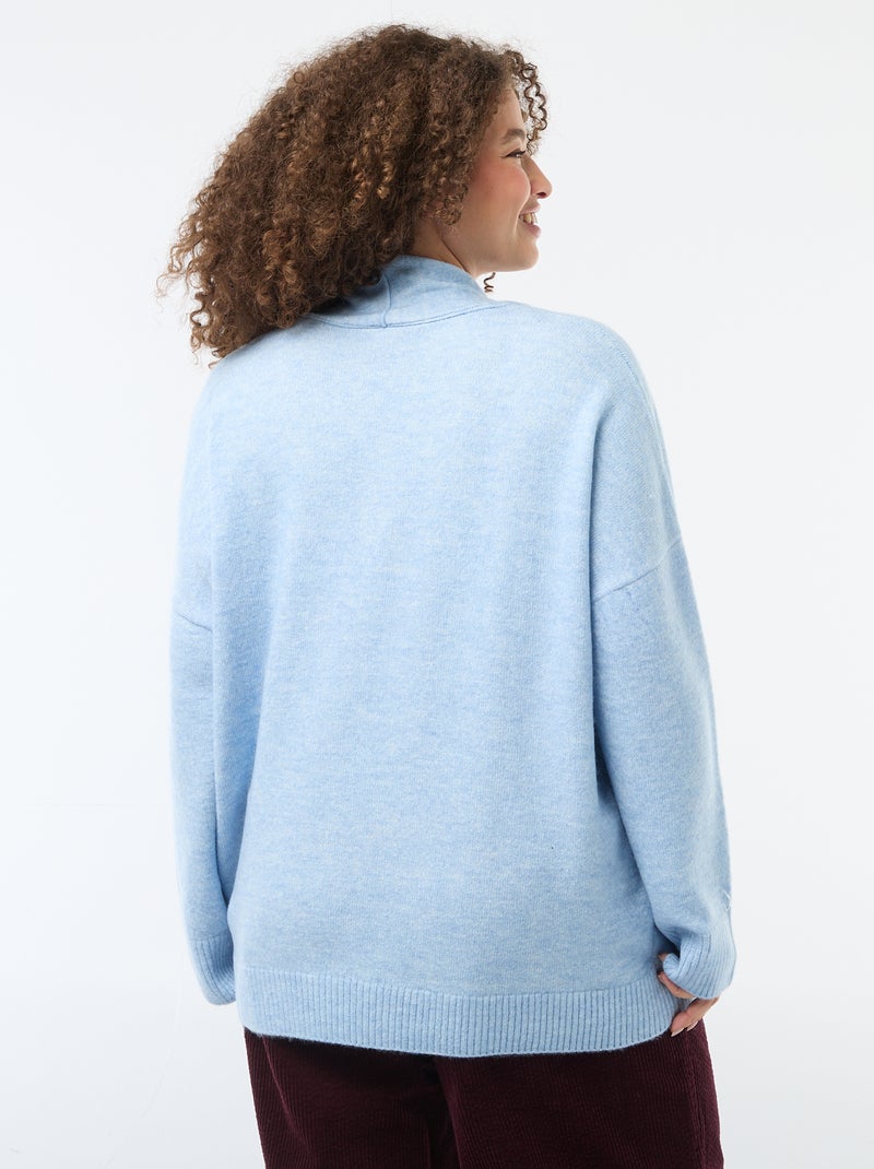 Gebreide trui met geïntegreerde sjaal Blauw - Kiabi