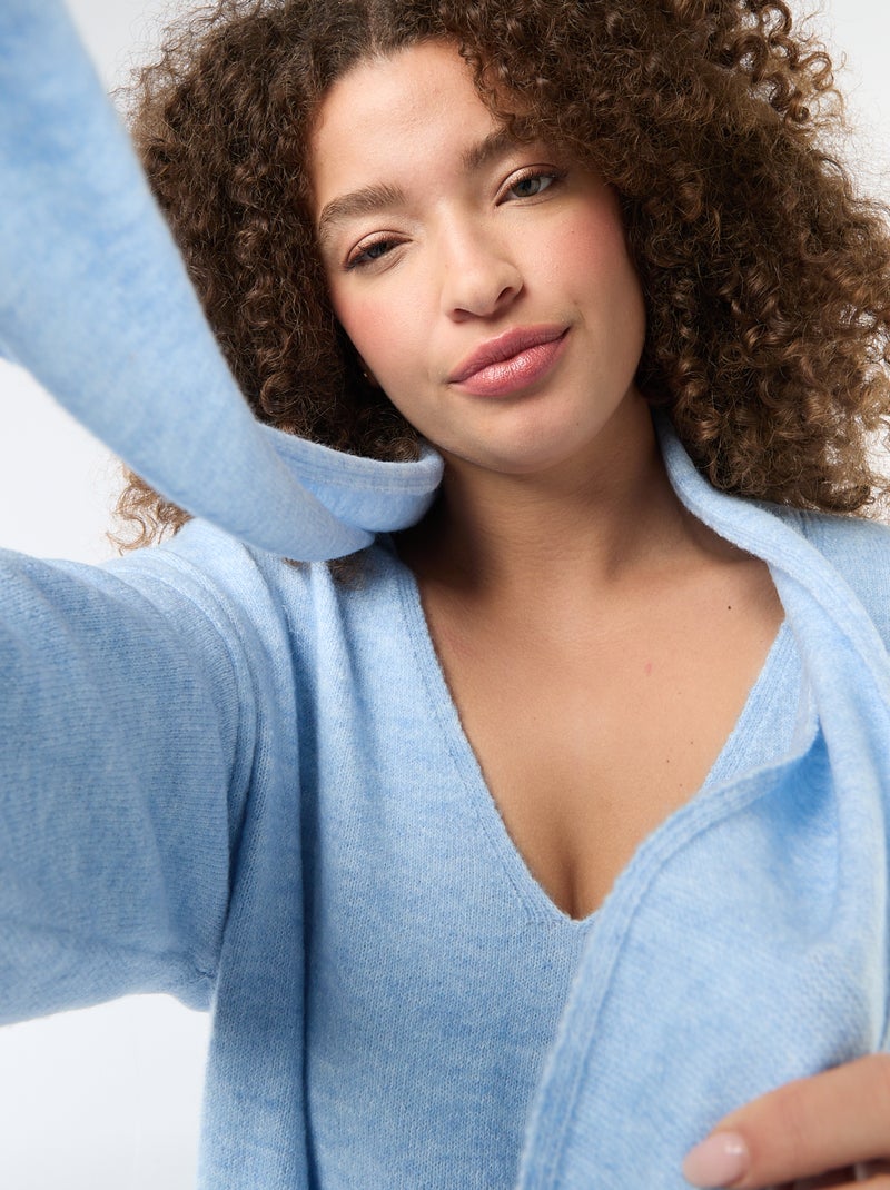 Gebreide trui met geïntegreerde sjaal Blauw - Kiabi
