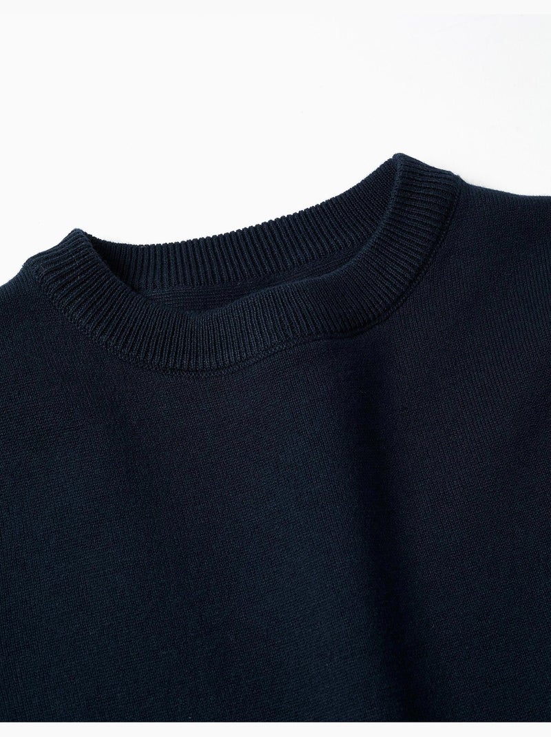 Gebreide trui met geribde uiteinden Donkerblauw - Kiabi