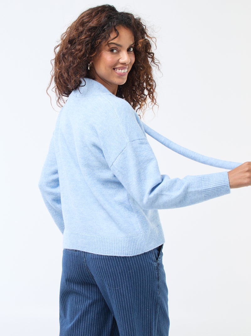 Gebreide trui met grove sjaal Blauw - Kiabi