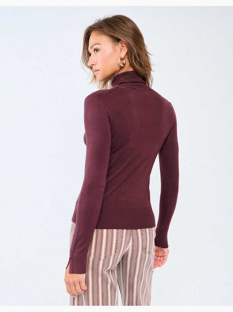 Gebreide trui met hoge hals, mo fashion Paars - Kiabi