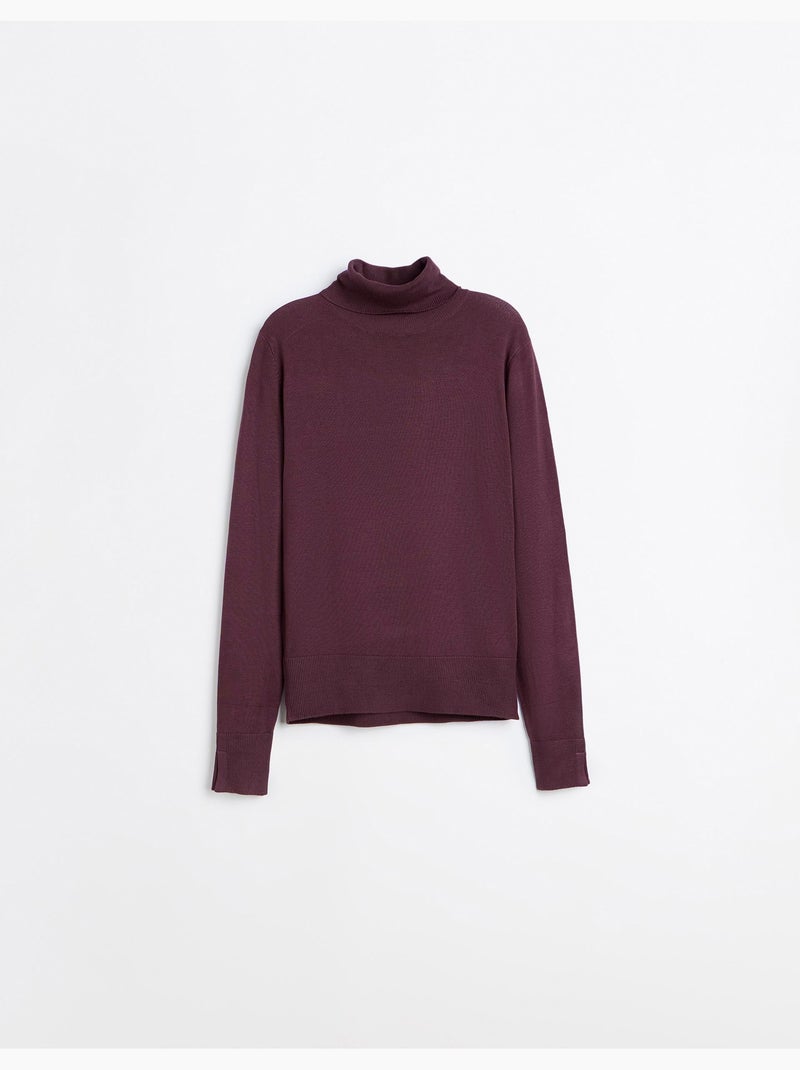 Gebreide trui met hoge hals, mo fashion Paars - Kiabi