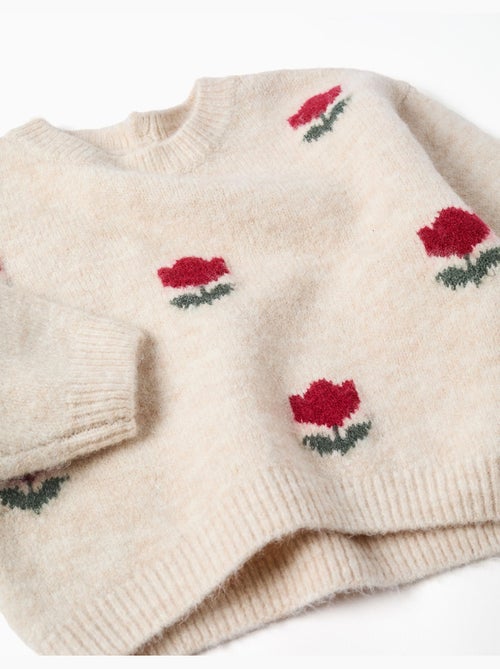 Gebreide trui met intarsia bloemen - Kiabi