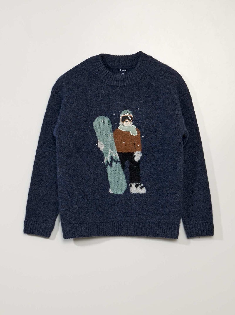 Gebreide trui met jacquardmotief BLAUW - Kiabi