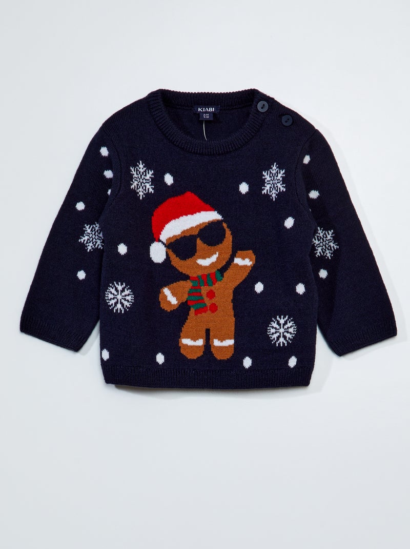 Gebreide trui met kerstmotief Blauw - Kiabi